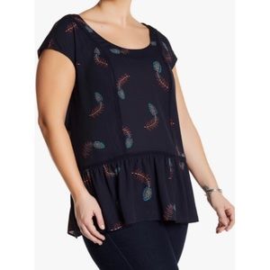 Daniel Rainn Feather Peplum Blouse